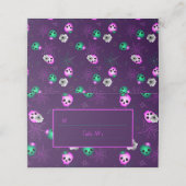 Halloween Neon Roze en groene gloeiende schedels P Plaatskaartje (Buitenkant ongevouwen)