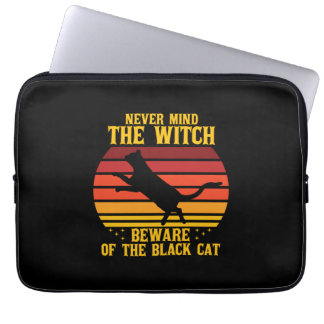Halloween Neonged the Witch Beware Of The Cat Laptop Sleeve