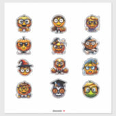 Halloween Nerd Emoji-achtige Pompoen Stickers (Vel)