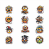 Halloween Nerd Emoji-achtige Pompoen Stickers (Voorkant)