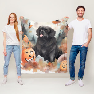 Halloween Newfoundland met pompoenen eng Fleece Deken