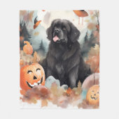 Halloween Newfoundland met pompoenen eng Fleece Deken (Voorkant)