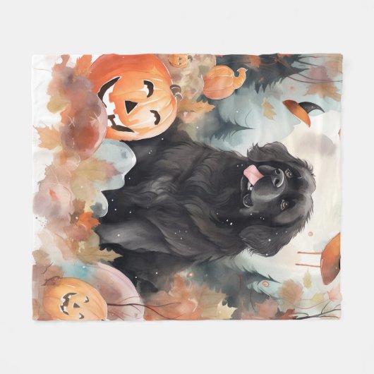 Halloween Newfoundland met pompoenen eng Fleece Deken (Voorkant (Horizontaal))