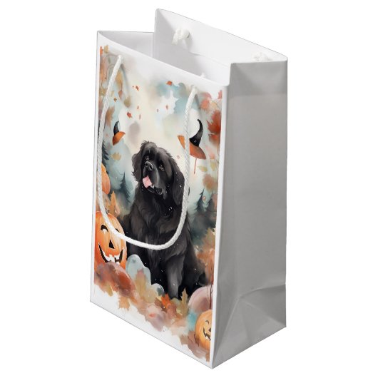 Halloween Newfoundland met pompoenen eng Klein Cadeauzakje (Achterkant Gekanteld)