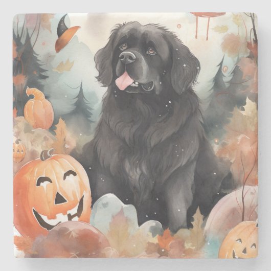 Halloween Newfoundland met pompoenen eng Stenen Onderzetter (Voorkant)