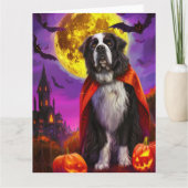Halloween Newfoundlander Vampier Pompoenen Griezel Kaart (Voorkant)