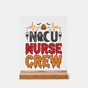Halloween NICU-verpleegster Crew Vintage typografi Acryl Bord