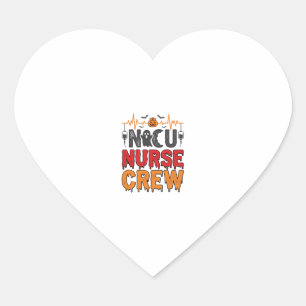 Halloween NICU-verpleegster Crew Vintage typografi Hart Sticker