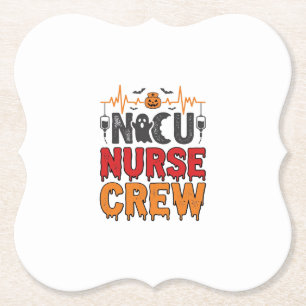 Halloween NICU-verpleegster Crew Vintage typografi Kartonnen Onderzetters
