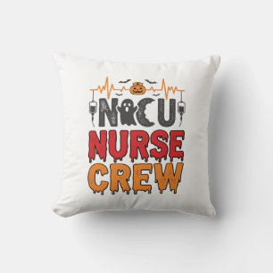 Halloween NICU-verpleegster Crew Vintage typografi Kussen