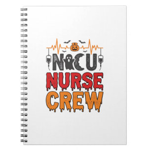 Halloween NICU-verpleegster Crew Vintage typografi Notitieboek