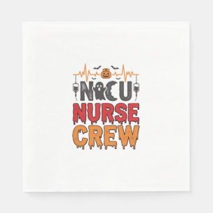 Halloween NICU-verpleegster Crew Vintage typografi Servet