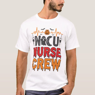 Halloween NICU-verpleegster Crew Vintage typografi T-shirt