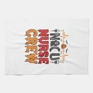 Halloween NICU-verpleegster Crew Vintage typografi Theedoek
