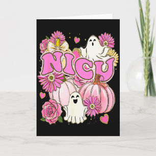 Halloween Nicu Verpleegster Roze Bloemig Pompoen G Kaart