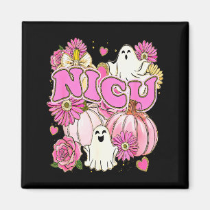 Halloween Nicu Verpleegster Roze Bloemig Pompoen G Magneet