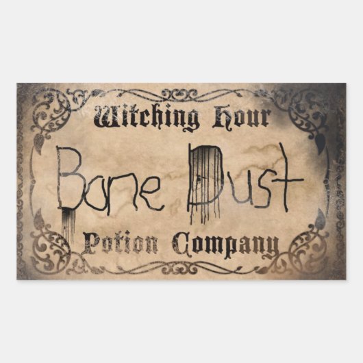Halloween Nieuwigheid Bottenstof Antiek Rechthoekige Sticker (Voorkant)