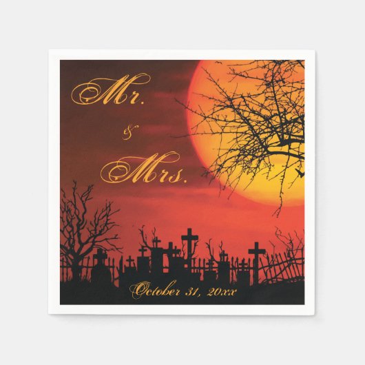 Halloween Night Black Wedding Paper Napkins Servetten (Voorkant)