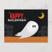 Halloween night cartoon ghost in town briefkaart (Voorkant)