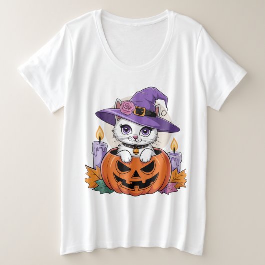 Halloween Night Cat Grote Maat T-shirt (Design voorkant)