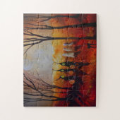 Halloween Night Full Moon Ghosts en heksen Legpuzzel (Verticaal)