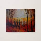 Halloween Night Full Moon Ghosts en heksen Legpuzzel (Horizontaal)