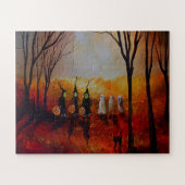 Halloween Night Full Moon Ghosts en heksen Legpuzzel (Horizontaal)