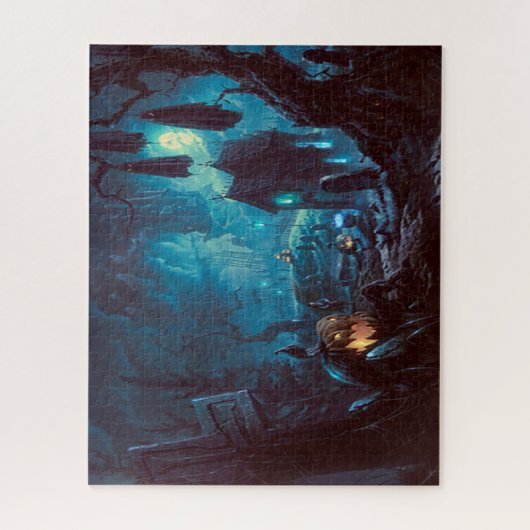 Halloween Night Full Moon Haunted Graveyard Legpuzzel (Verticaal)