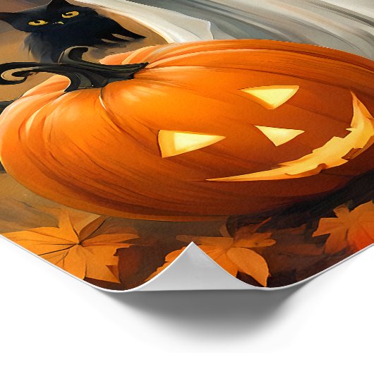 Halloween Night – Ghostly Cat Poster (Hoek)