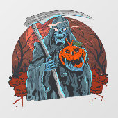 Halloween Night Grim Reaper Scary Pumpkins Raamsticker (Vel)