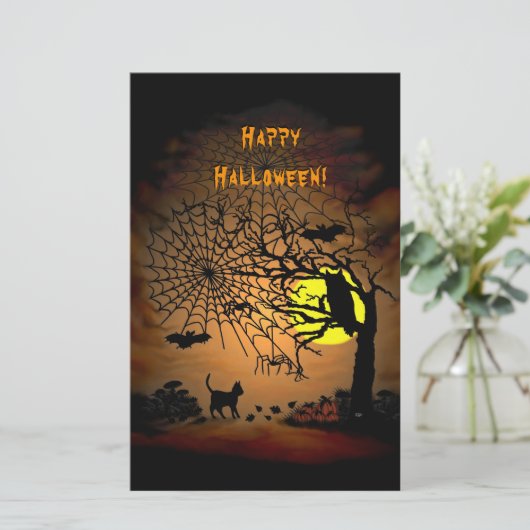 Halloween Night Happy Halloween. Briefpapier  (Staand voorkant)