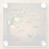 Halloween Night, Happy Halloween. Glazen Onderzetter (Achterkant)