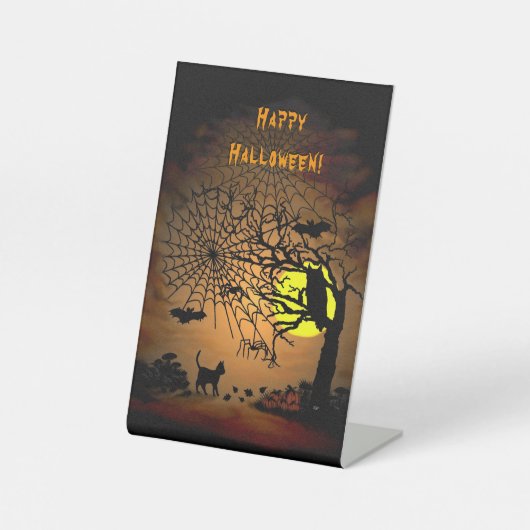 Halloween Night, Happy Halloween. Reclamebord Met Voetstuk (Voorkant)