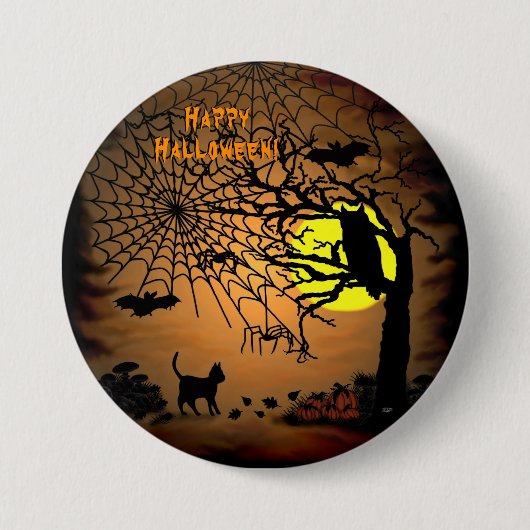 Halloween Night, Happy Halloween. Ronde Button 7,6 Cm (Voorkant)
