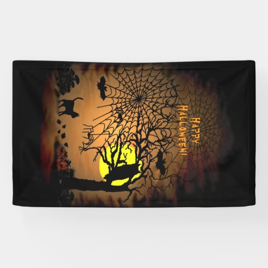 Halloween Night, Happy Halloween. Spandoek (Horizontaal)