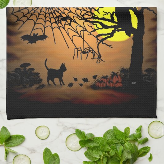 Halloween Night, Happy Halloween. Theedoek (Gevouwen)