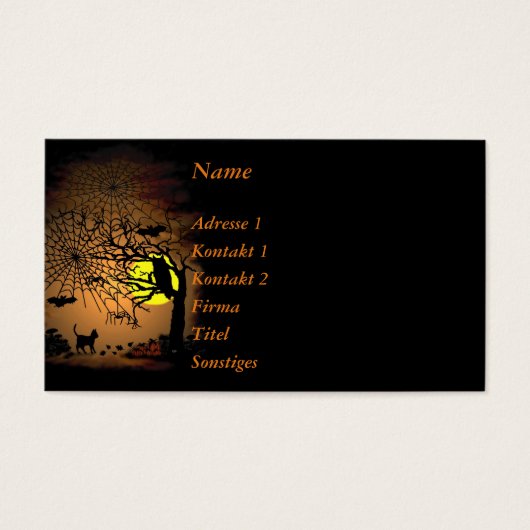 Halloween Night, Happy Halloween. Visitekaartje (Voorkant)