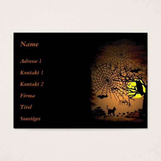 Halloween Night, Happy Halloween. Visitekaartje (Voorkant)