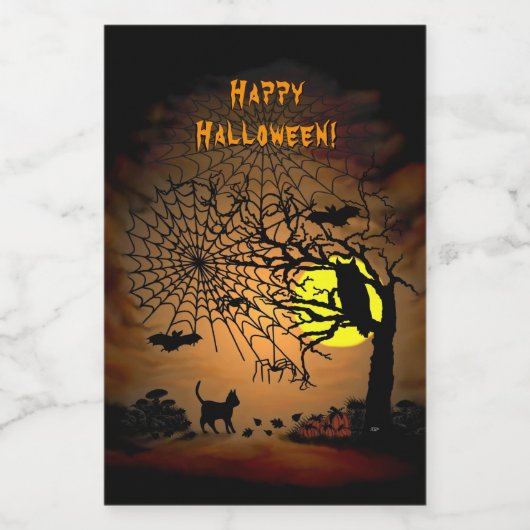 Halloween Night, Happy Halloween. Voedselcontainer Etiket (Enkel label)