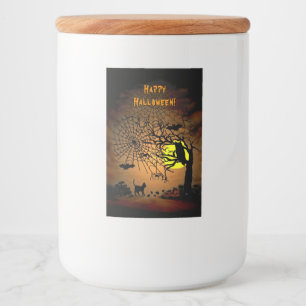 Halloween Night, Happy Halloween. Voedselcontainer Etiket