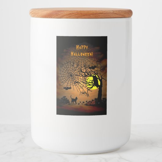 Halloween Night, Happy Halloween. Voedselcontainer Etiket (Voorkant)