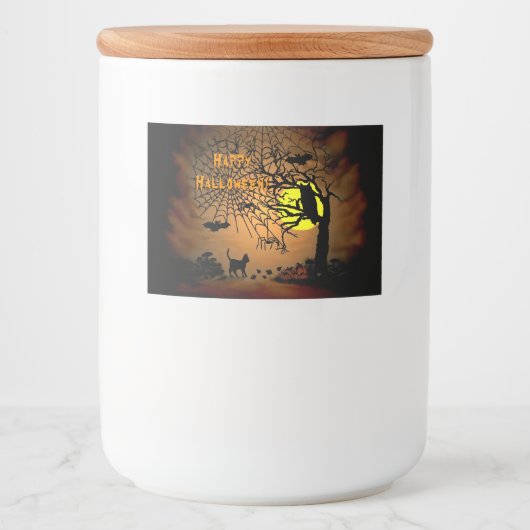 Halloween Night, Happy Halloween. Voedselcontainer Etiket (Voorkant)
