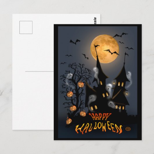 Halloween Night Hauning Vampire Castle briefkaart (Voorkant / Achterkant)