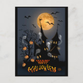 Halloween Night Hauning Vampire Castle briefkaart (Voorkant)