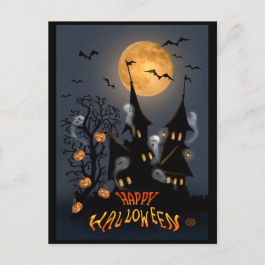 Halloween Night Hauning Vampire Castle briefkaart (Voorkant)