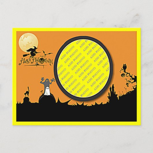 Halloween Night in Oranje Gloed Voeg uw foto toe Briefkaart (Voorkant)
