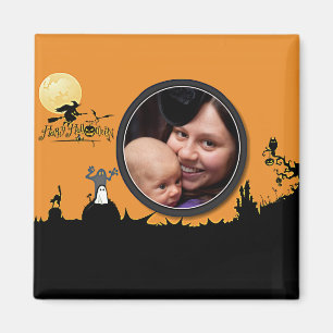 Halloween Night in Oranje Glow Voeg je foto toe Magneet