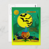 Halloween Night Jack o' Lantern Wizard Scene Briefkaart (Voorkant / Achterkant)