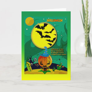 Halloween Night Jack o' Lantern Wizard Scene Kaart