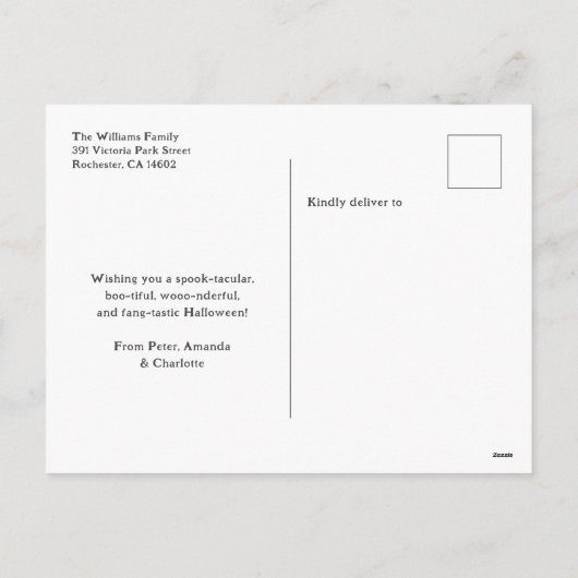 Halloween Night Jack O'Lanterns Bats Briefkaart (Achterkant)